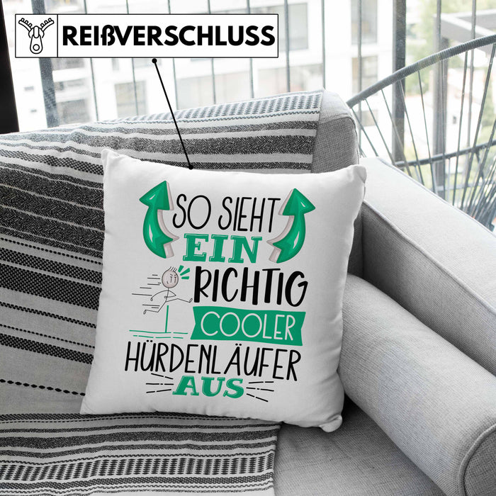 So Sieht Ein Richtig Cooler Hürdenläufer Aus Geschenk Kissen mit Füllung 40x40 Lustiger Spruch Geschenkidee (Grau) Rosa Trendation
