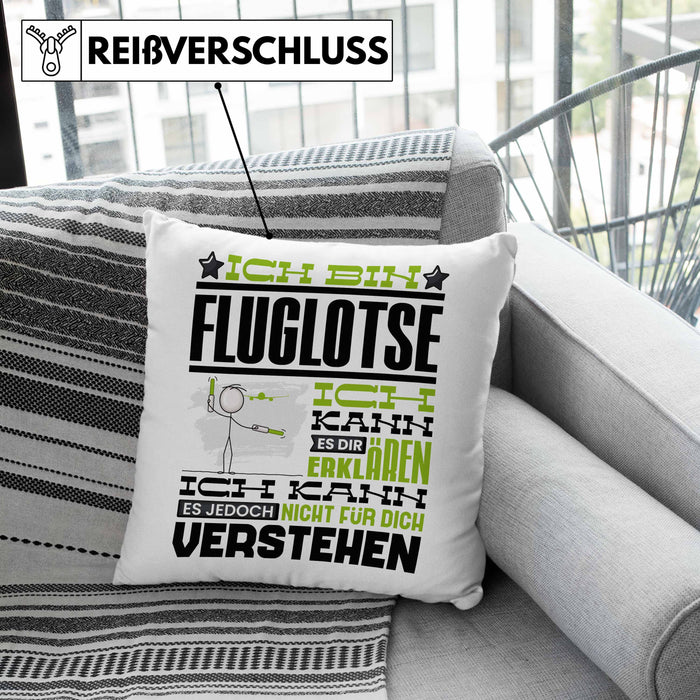 Fluglotse Geschenk Kaffee-Kissen mit Füllung 40x40 Geschenkidee für Fluglotse Ich Bin Fluglotse Ich Kann Es Dir Erklären Jedoch Nicht Für Dich Verstehen Spruch Lustig (Grau) Rosa Trendation