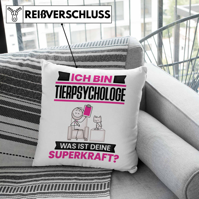 Tierpsychologe Kissen mit Füllung 40x40 Geschenk für Tierpsychologe Geburtstag Lustiger Spruch Was Ist Deine Superkraft (Grau) Grau Trendation