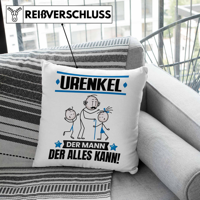 Urenkel Kissen mit Füllung 40x40 Geschenk für Urenkel Der Mann Der Alles Kann Geschenkidee zum Geburtstag (Grau) Grün Trendation
