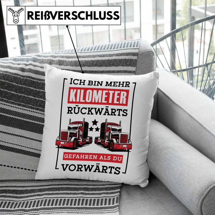 Lustige Kissen mit Füllung 40x40 LKW-Fahrer Geschenk Geschenkidee LKW Spruch (Grau) Blau Trendation