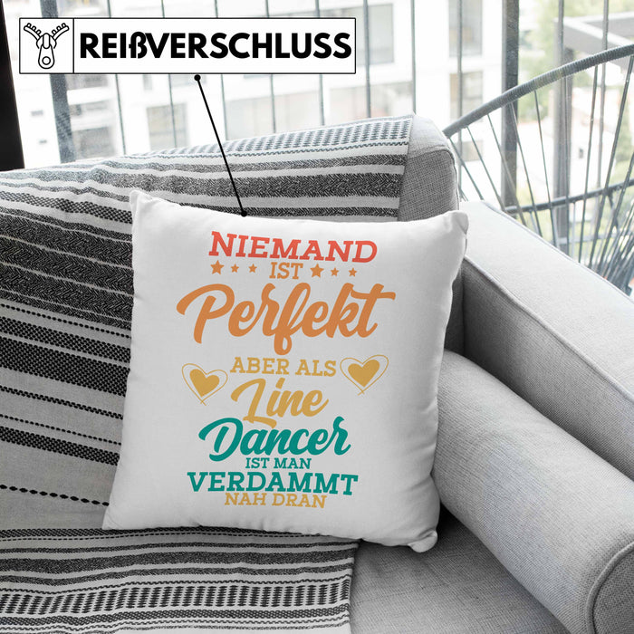 Lustige Line Dance Kissen mit Füllung 40x40 - Tolles Geschenk für Line Dance Enthusiasten "Niemand Ist toll Aber Als Lincedancer" (Grau) Rosa Trendation