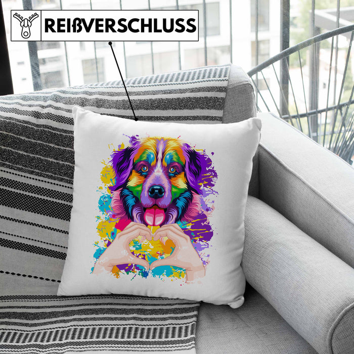 Berner Sennen Besitzer Farbe Love Kissen mit Füllung 40x40 Geschenk Lustiger Spruch Geschenkidee Berner Sennen Besitzerin (Grau) Grau Trendation