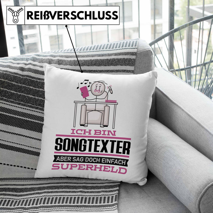 Songtexter Geschenk Kissen mit Füllung 40x40 Ich Bin Songtexter Aber Sag Doch Einfach Superheld Lustige Geschenkdiee für Songtexter (Grau) Grau Trendation