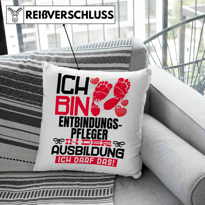 Entbindungspfleger Ausbildung Kissen mit Füllung 40x40 Geschenk Ich Bin Entbindungspfleger In Der Ausbildung Ich Darf Das Geschenkidee Spruch (Grau) Grün Trendation