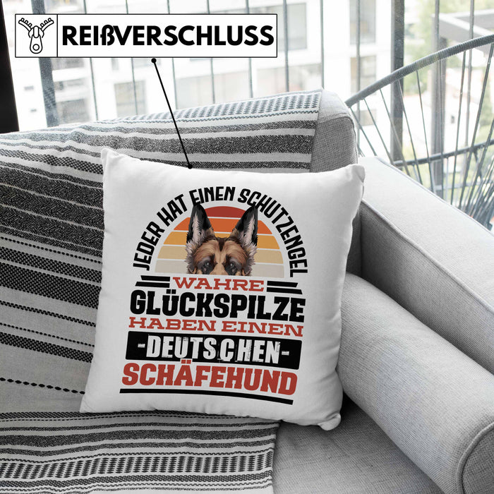 Deutscher Schäferhund Kissen mit Füllung 40x40 Geschenkidee Schäferhund Besitzer Schutzengel (Grau) Grün Trendation