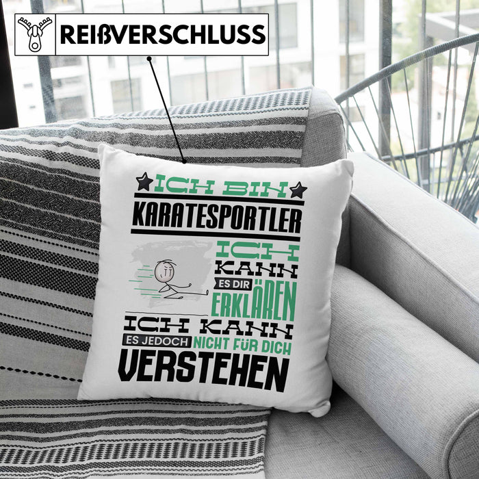 Karatesportler Geschenk Kaffee-Kissen mit Füllung 40x40 Geschenkidee für Karatesportler Ich Bin Karatesportler Ich Kann Es Dir Erklären Jedoch Nicht Für Dich Verstehen Spruch Lustig (Grau) Rosa Trendation