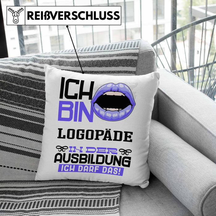 Logopäde Ausbildung Kissen mit Füllung 40x40 Geschenk Ich Bin Logopäde In Der Ausbildung Ich Darf Das Geschenkidee Spruch (Grau) Grau Trendation