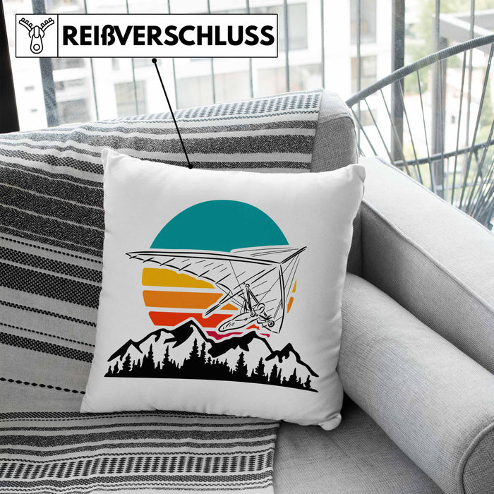 Kissen mit Füllung 40x40 Drachenflieger-Grafik Geschenk Drachenfliegen Drachenflieger Hängegleiter (Grau) Blau Trendation