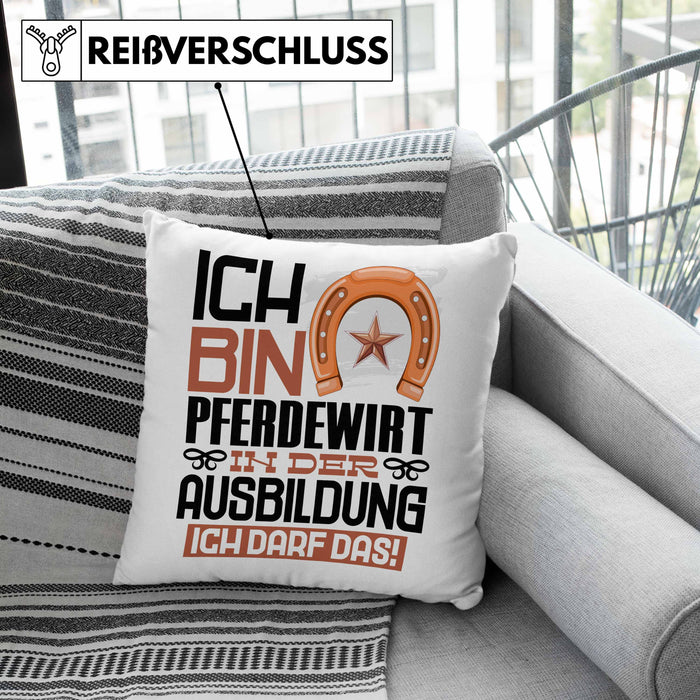 Pferdewirt Ausbildung Kissen mit Füllung 40x40 Geschenk Ich Bin Pferdewirt In Der Ausbildung Ich Darf Das Geschenkidee Spruch (Grau) Rosa Trendation