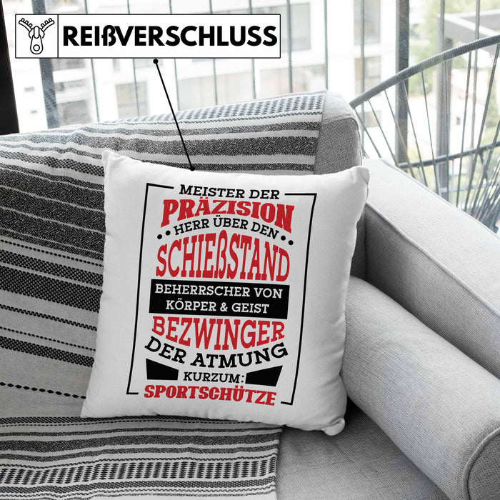Lustige Schießen-Kissen mit Füllung 40x40 für Sportschützen Geschenk Ich Bin Sportschütze Präzision (Grau) Grau Trendation