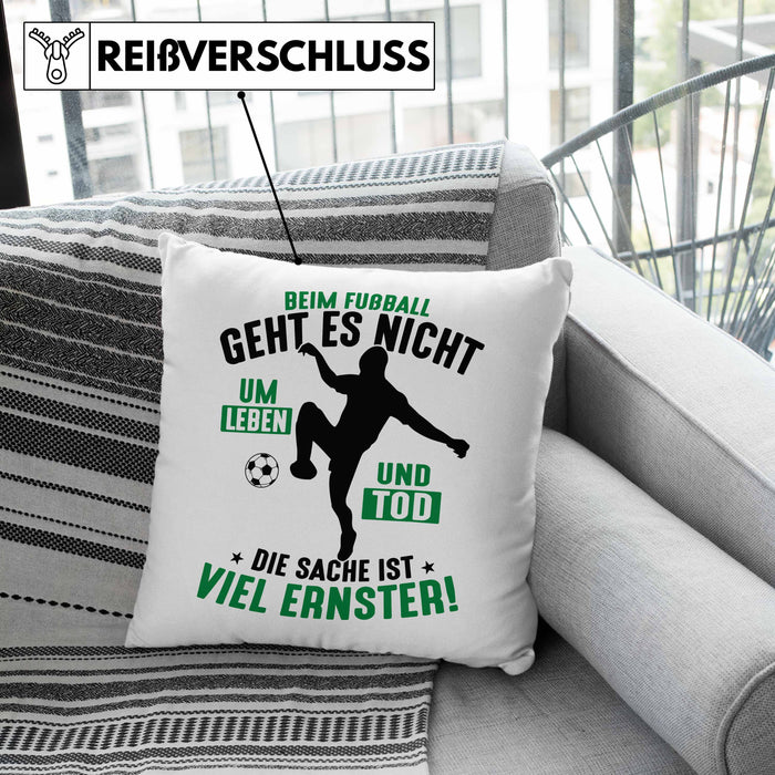 Fussballer Kissen mit Füllung 40x40 Geschenk Fussballspieler Geschenkidee Es Geht Nicht Um Leben Oder Tod (Grau) Grau Trendation