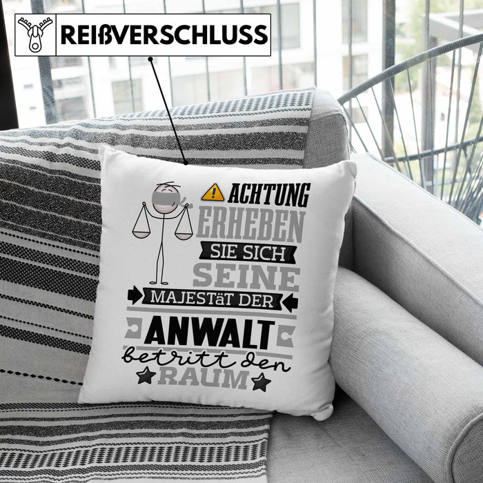 Anwalt Geschenk Kissen mit Füllung 40x40 Lustiger Spruch Erheben Sie Sich Der Anwalt Betritt den Raum (Grau) Grün Trendation