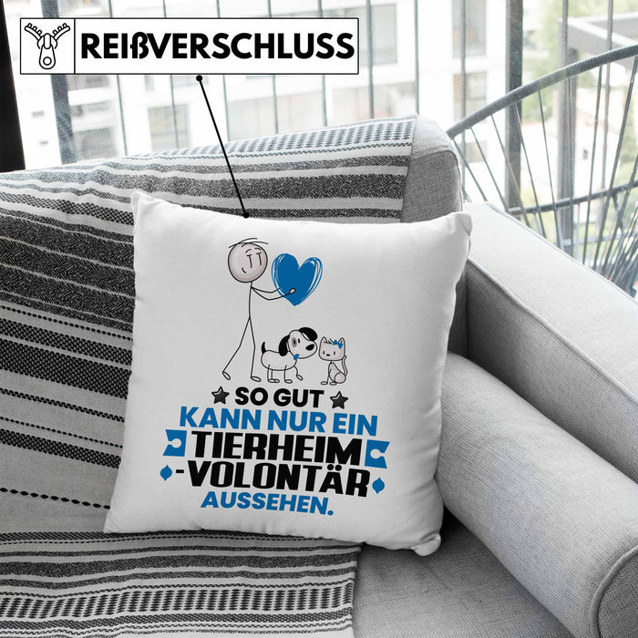 Tierheimvolontär Geschenk Kissen mit Füllung 40x40 So Gut Kann Nur Ein Tierheimvolontär Aussehen Geschenkidee (Grau) Blau Trendation