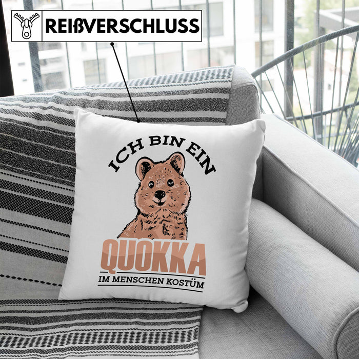 Lustige Kissen mit Füllung 40x40 Quokka-Motiv Geschenk für Quokka Liebhaber Menschen Kostüm (Grau) Blau Trendation