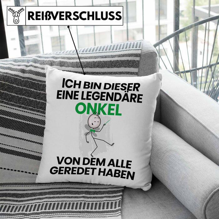 Onkel Geschenk Kissen mit Füllung 40x40 Lustige Geschenkidee Geburtstag für Onkel Ich Bin Dieser Legendäre Onkel Von Dem Alle Geredet Haben (Grau) Blau Trendation