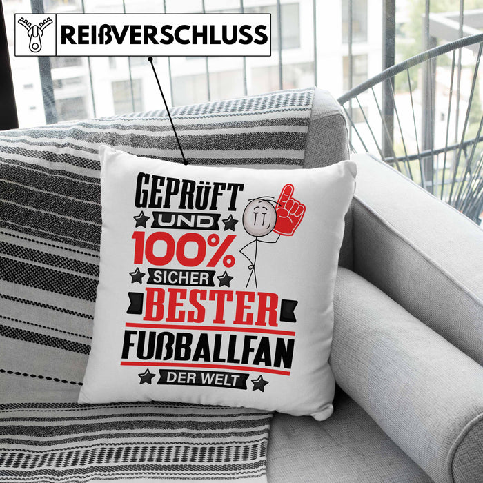 Fußballfan Geschenk Lustiger Spruch für Fußballfan Geschenkidee Bester Fußballfan Der WeltKissen mit Füllung 40x40 (Grau) Grün Trendation