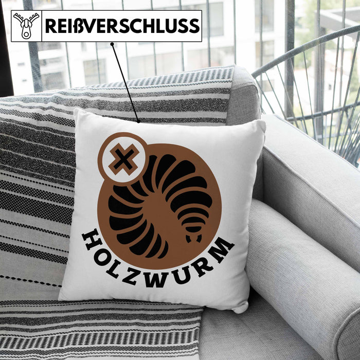 Holzwurm Kreissäge Kissen mit Füllung 40x40 Geschenk Holzarbeiter Geschenkidee Schreiner (Grau) Grün Trendation