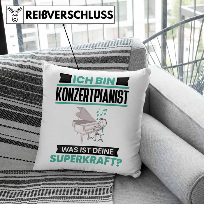 Konzertpianist Kissen mit Füllung 40x40 Geschenk für Konzertpianist Geburtstag Lustiger Spruch Was Ist Deine Superkraft (Grau) Grün Trendation