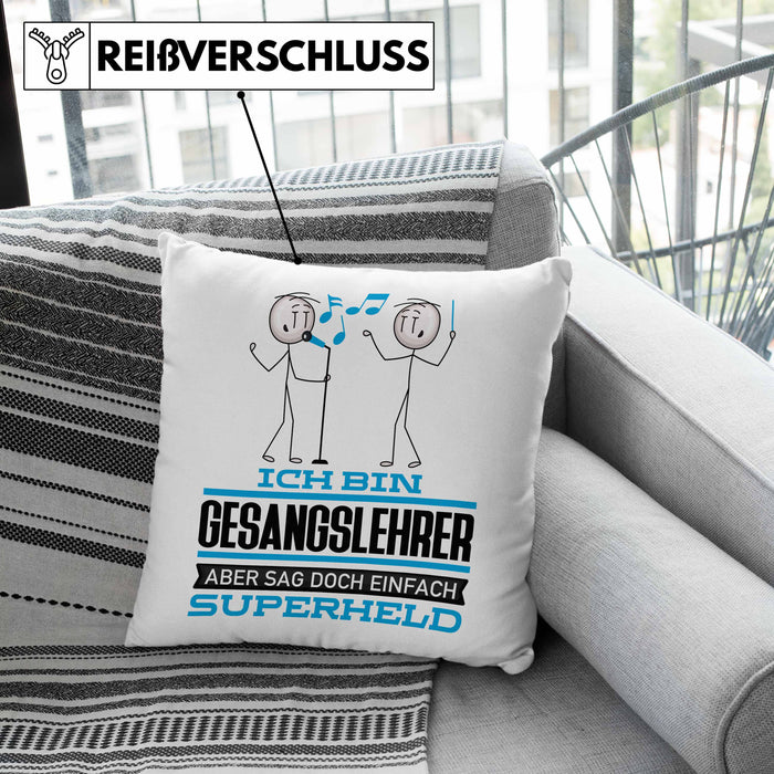 Gesangslehrer Geschenk Kissen mit Füllung 40x40 Ich Bin Gesangslehrer Aber Sag Doch Einfach Superheld Lustige Geschenkdiee für Gesangslehrer (Grau) Grün Trendation