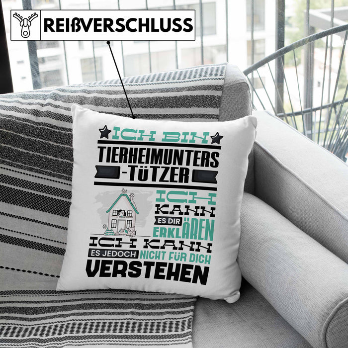 Tierheimunterstützer Geschenk Kaffee-Kissen mit Füllung 40x40 Geschenkidee für Tierheimunterstützer Ich Bin Tierheimunterstützer Ich Kann Es Dir Erklären Jedoch Nicht Für Dich Verstehen Spruch Lustig (Grau) Grün Trendation