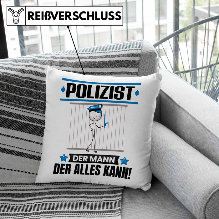 Polizist Kissen mit Füllung 40x40 Geschenk für Polizist Der Mann Der Alles Kann Geschenkidee zum Geburtstag (Grau) Grau Trendation