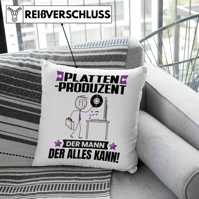Plattenproduzent Kissen mit Füllung 40x40 Geschenk für Plattenproduzent Der Mann Der Alles Kann Geschenkidee zum Geburtstag (Grau) Grün Trendation