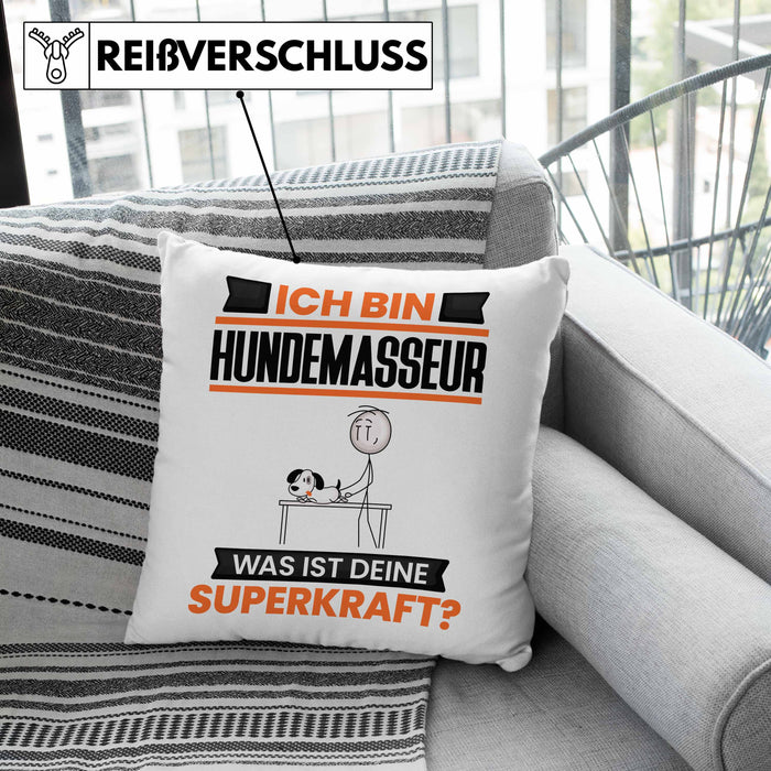 Hundemasseur Kissen mit Füllung 40x40 Geschenk für Hundemasseur Geburtstag Lustiger Spruch Was Ist Deine Superkraft (Grau) Grün Trendation