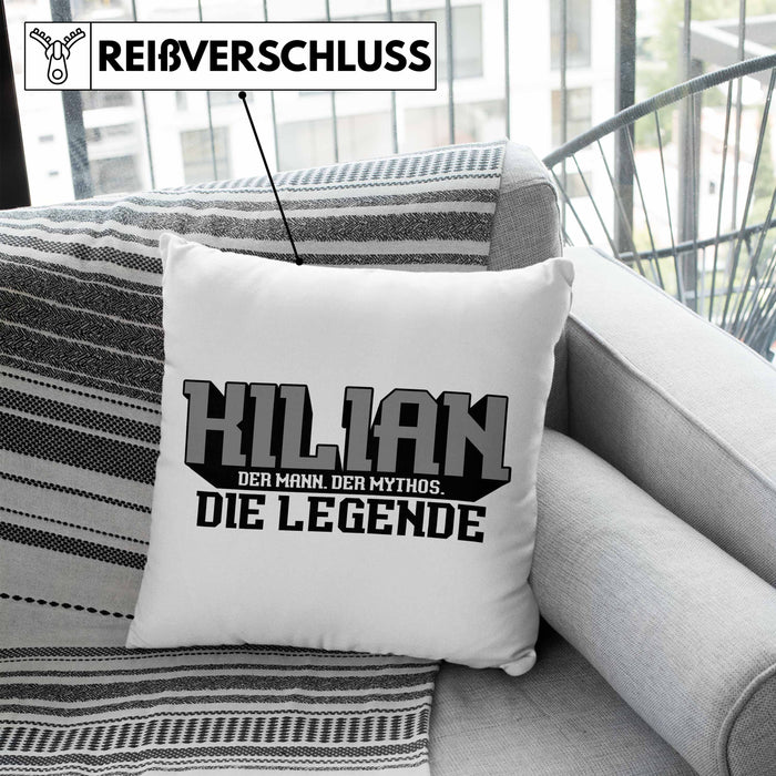 Kilian Kissen mit Füllung 40x40 Namen Spruch Namenstag (Grau) Blau Trendation