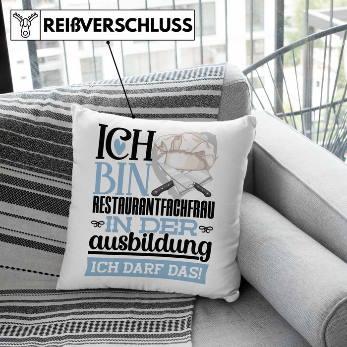 Restaurantfachfrau Ausbildung Start Geschenk Kissen mit Füllung 40x40 Ich Bin Restaurantfachfrau In Der Ausbildung Ich Darf Das Geschenkidee (Grau) Rosa Trendation
