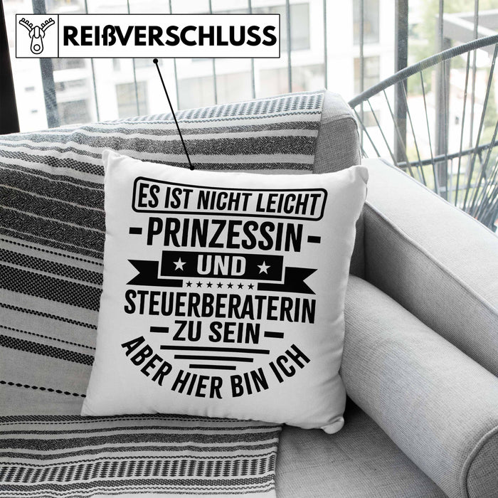 Steuerberaterin Geschenk Kissen mit Füllung 40x40 Geschenkidee Prinzessin (Grau) Blau Trendation