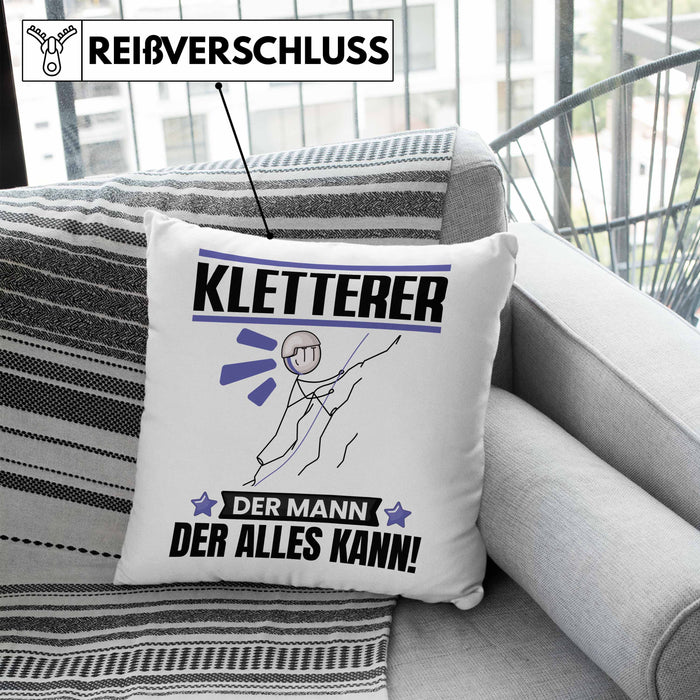 Kletterer Kissen mit Füllung 40x40 Geschenk für Kletterer Der Mann Der Alles Kann Geschenkidee zum Geburtstag (Grau) Blau Trendation