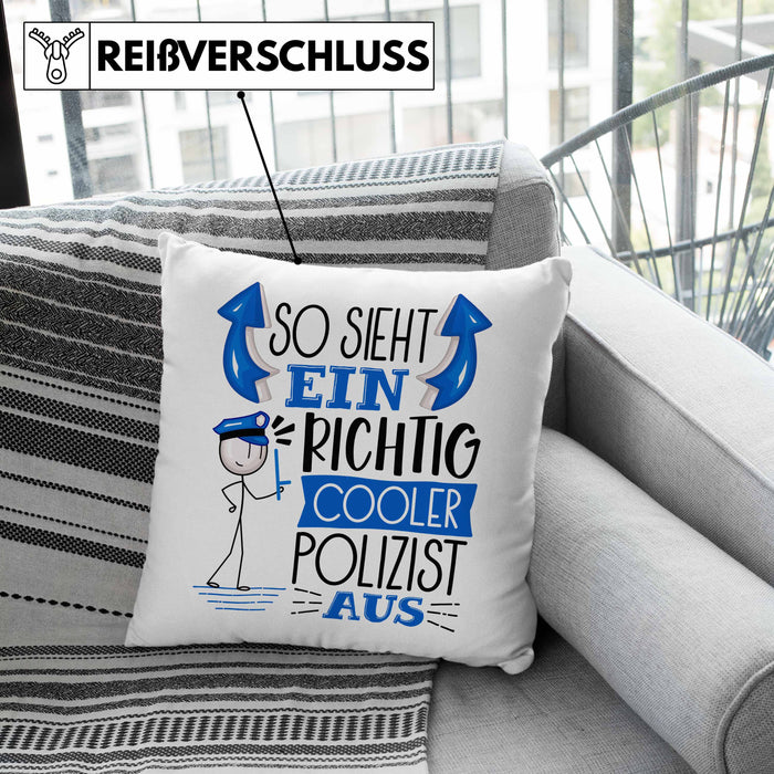 Polizist Kissen mit Füllung 40x40 Geschenk So Sieht Ein RIchtig Cooler Polizist Aus Geschenkidee Lustiger Spruch Geburtstag (Grau) Grün Trendation