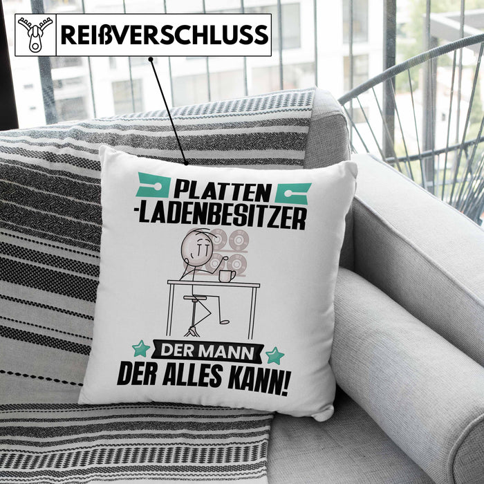 Plattenladenbesitzer Kissen mit Füllung 40x40 Geschenk für Plattenladenbesitzer Der Mann Der Alles Kann Geschenkidee zum Geburtstag (Grau) Grau Trendation