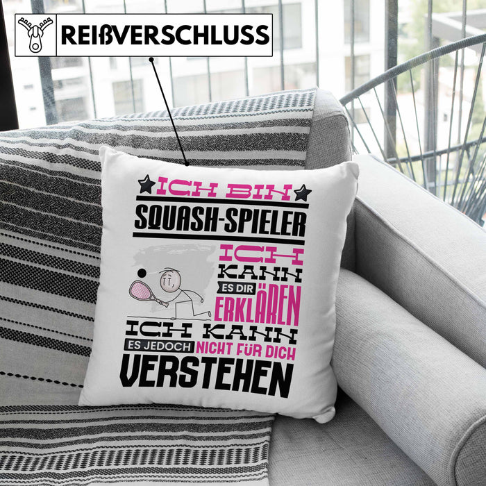 Squash-Spieler Geschenk Kaffee-Kissen mit Füllung 40x40 Geschenkidee für Squash-Spieler Ich Bin Squash-Spieler Ich Kann Es Dir Erklären Jedoch Nicht Für Dich Verstehen Spruch Lustig (Grau) Grau Trendation