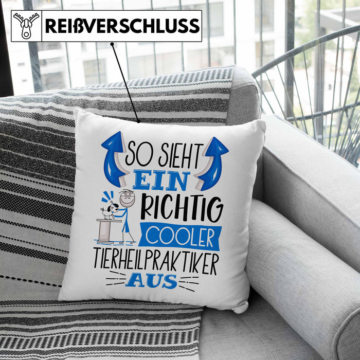 Tierheilpraktiker Kissen mit Füllung 40x40 So Sieht Ein Richtig Cooler Tierheilpraktiker Aus Geschenk Lustiger Spruch Geschenkidee (Grau) Grün Trendation