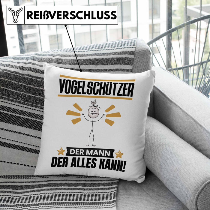 Vogelschützer Kissen mit Füllung 40x40 Geschenk für Vogelschützer Der Mann Der Alles Kann Geschenkidee zum Geburtstag (Grau) Blau Trendation