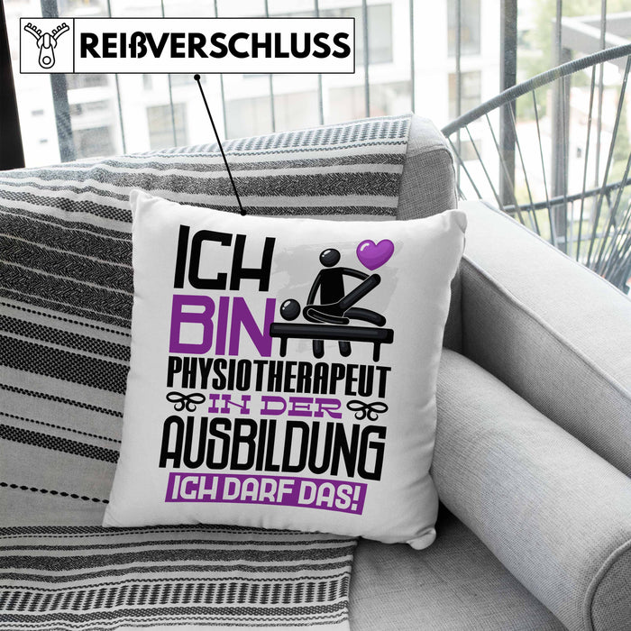 Physiotherapeut Ausbildung Kissen mit Füllung 40x40 Geschenk Ich Bin Physiotherapeut In Der Ausbildung Ich Darf Das Geschenkidee Spruch (Grau) Blau Trendation