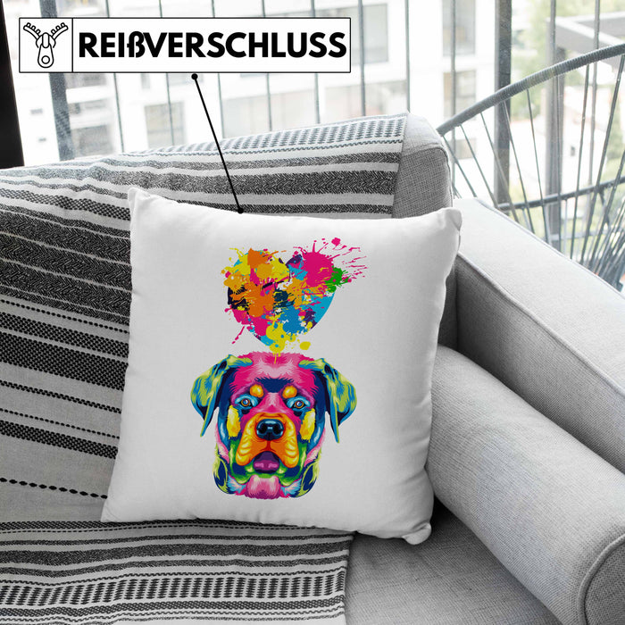 Rottweiler Herz Farbe Besitzer Kissen mit Füllung 40x40 Geschenk Lustiger Spruch Geschenkidee Rottweiler Liebhaber (Grau) Grau Trendation