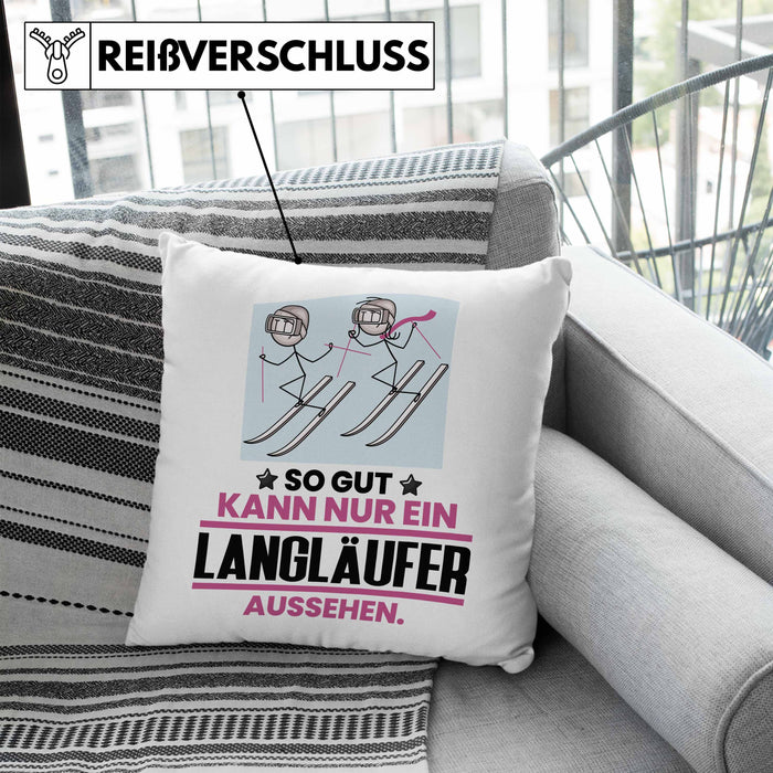 Langläufer Geschenk Kissen mit Füllung 40x40 So Gut Kann Nur Ein Langläufer Aussehen Geschenkidee (Grau) Blau Trendation