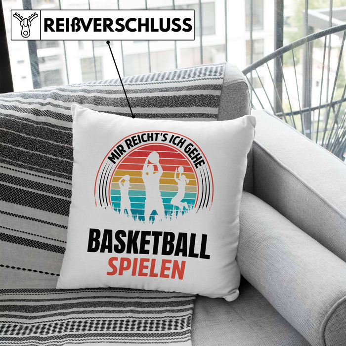 Mädchen Basketballspielerin Geschenkidee Kissen mit Füllung 40x40 Frauen Basketball (Grau) Blau Trendation
