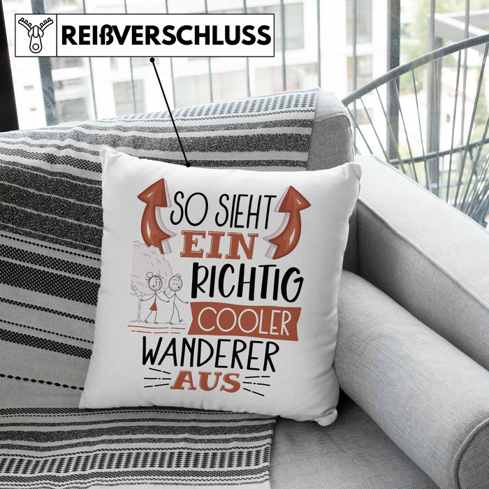 So Sieht Ein Richtig Cooler Wandern Aus Geschenk Kissen mit Füllung 40x40 Lustiger Spruch Geschenkidee (Grau) Grau Trendation