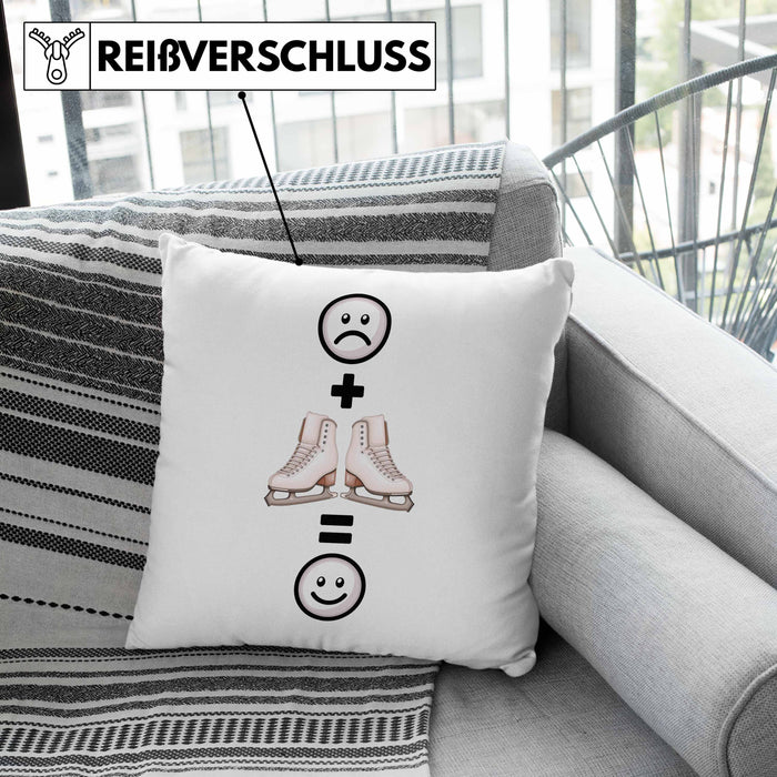 Eiskunstlauf Kissen mit Füllung 40x40 Geschenk für Eiskunstläuferin :( + Eiskunstlauf = :) Lustige Geschenkidee Geburtstag (Grau) Rosa Trendation