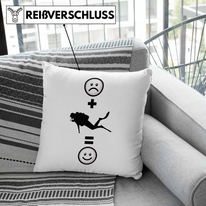 Tauchen Kissen mit Füllung 40x40 Geschenk für Taucher :( + Tauchen = :) Lustige Geschenkidee Geburtstag (Grau) Rosa Trendation