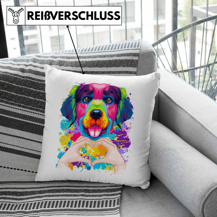 Golden Retriever Besitzer Farbe Love Kissen mit Füllung 40x40 Geschenk Lustiger Spruch Geschenkidee Golden Retriever Besitzerin (Grau) Grün Trendation