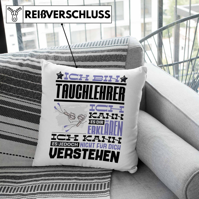 Tauchlehrer Geschenk Kaffee-Kissen mit Füllung 40x40 Geschenkidee für Tauchlehrer Ich Bin Tauchlehrer Ich Kann Es Dir Erklären Jedoch Nicht Für Dich Verstehen Spruch Lustig (Grau) Grau Trendation