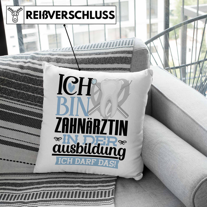 Zahnärztin Ausbildung Start Geschenk Kissen mit Füllung 40x40 Ich Bin Zahnärztin In Der Ausbildung Ich Darf Das Geschenkidee (Grau) Grün Trendation