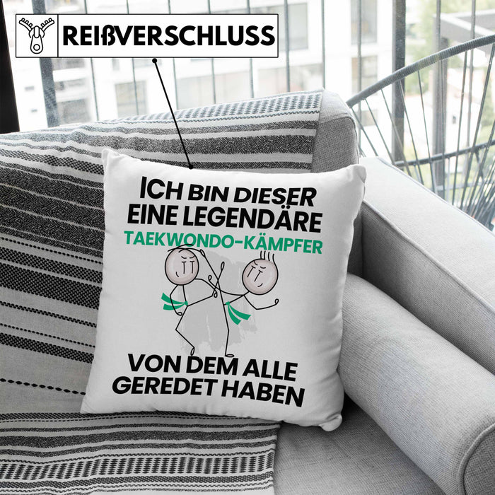 Taekwondo-Kämpfer Geschenk Kissen mit Füllung 40x40 Lustige Geschenkidee Geburtstag für Taekwondo-Kämpfer Ich Bin Dieser Legendäre Taekwondo-Kämpfer Von Dem Alle Geredet Haben (Grau) Blau Trendation