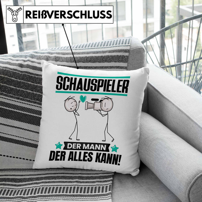 Schauspieler Kissen mit Füllung 40x40 Geschenk für Schauspieler Der Mann Der Alles Kann Geschenkidee zum Geburtstag (Grau) Rosa Trendation