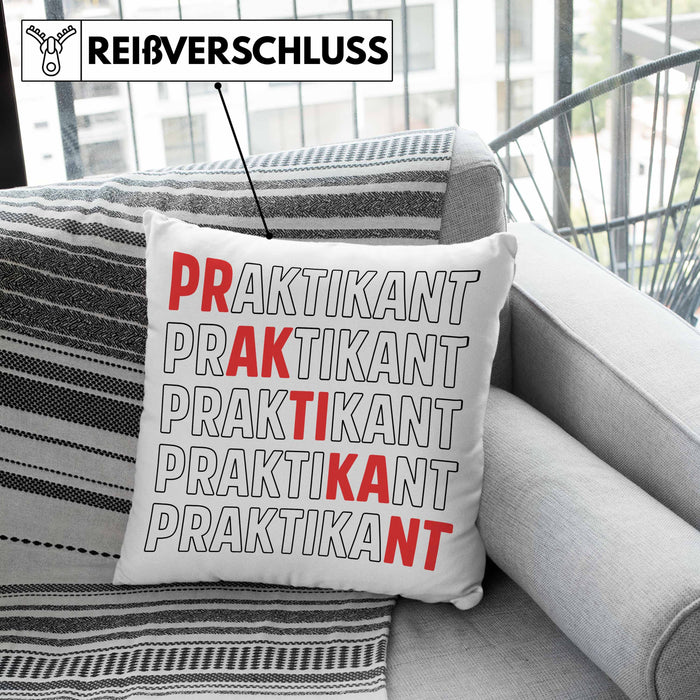 Praktikant Kissen mit Füllung 40x40 Geschenk Lustiger Spruch (Grau) Grau Trendation